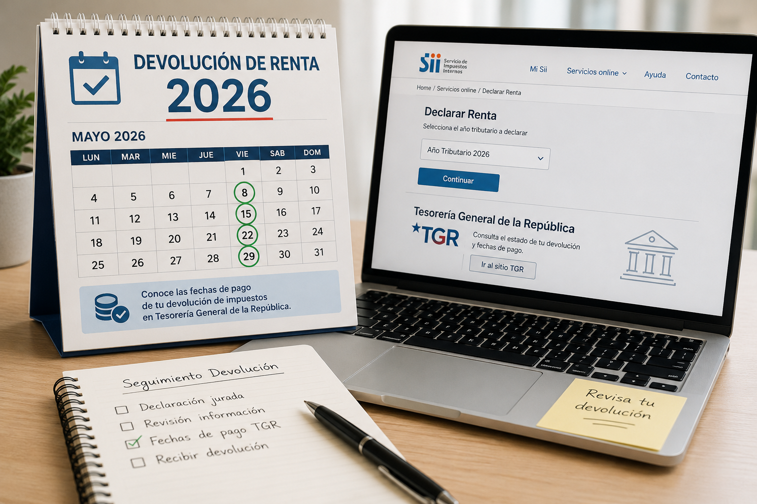 Calendario de devolucion de renta 2026 con fechas de pago de Tesoreria